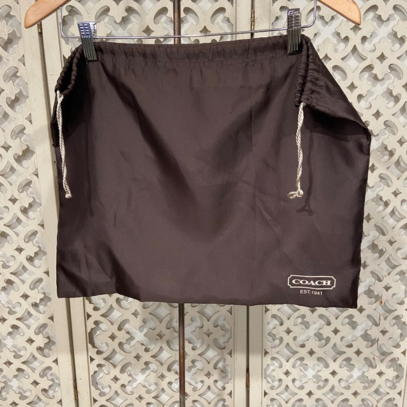 Coach Brown Satin Drawstring Dust Bag 17x14 Logo Storage Pouch - Picture 1 of 6